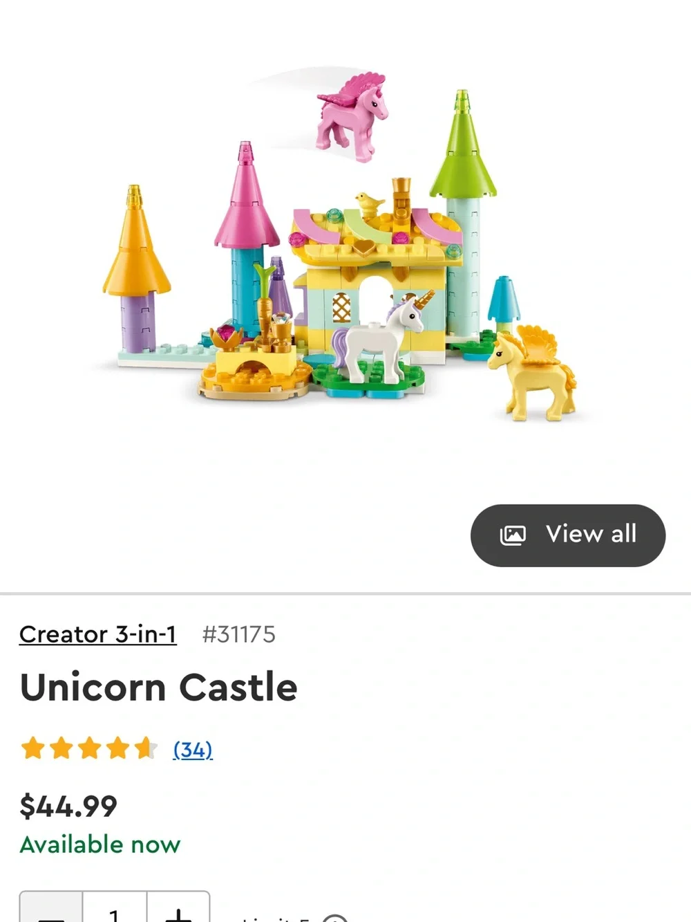 LEGO Creator 3-in-1 Unicorn Castle set